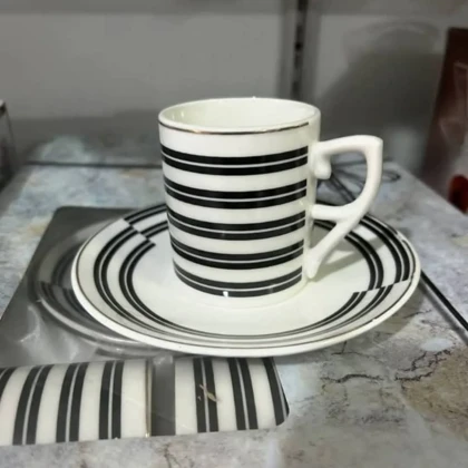 ست قهوه خوری 6نفره سیاه و سفید