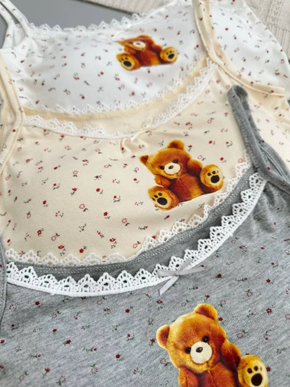 نیم‌تنه کاپ‌دار گل ریز دخترونه کد 3977