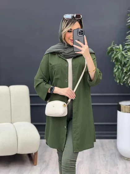 مانتو راه راه بغل سه دکمه