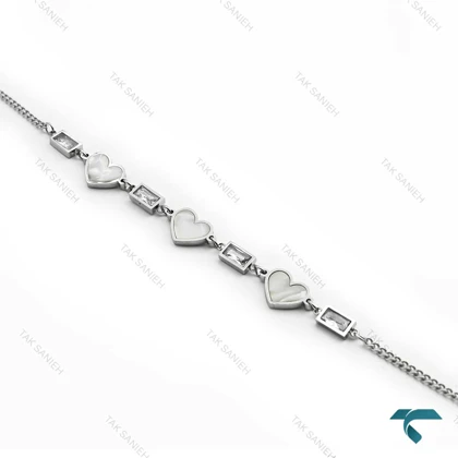 دستبند زنانه ظریف قلبی سیلور Bracelet-8351-L