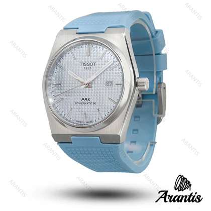 ساعت تیسوت پاورماتیک PRX مردانه استیل بند رابر آبی m-10450