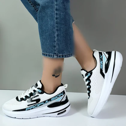 کتانی اسکیچرز زنانه اسپرت ورزشی Sketchers رنگ سفید آبی مشکی کد 0441121
