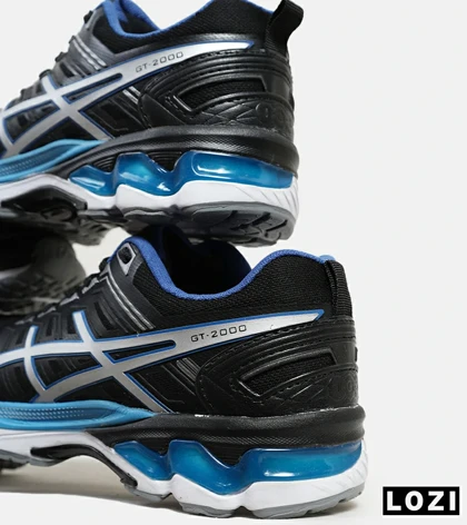 کفش کتانی مردانه مشکی آبی نقره ای ASICS GT 2000
