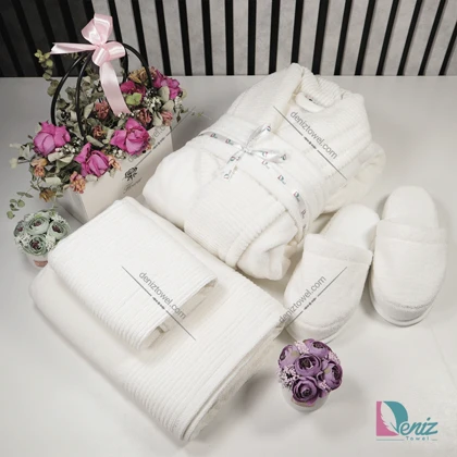 حوله ست یک نفره طرح روکو رنگ شیری