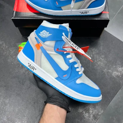 کفش نایک ایر جردن وان ساق‌دار آف وایت یونیورسیتی Nike Air Jordan 1 High Off-White University Blue