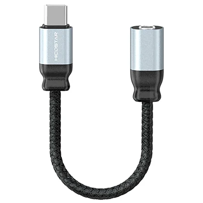 مبدل صدای تایپ سی به AUX هایکواستار hicostar مدل HS-T12C طول 12cm