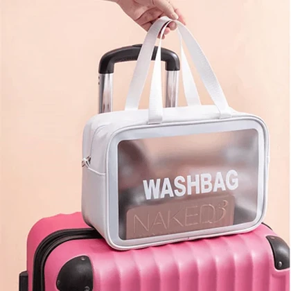 واش بگ مسافرتی سایز بزرگ با 2بند رنگ سفید