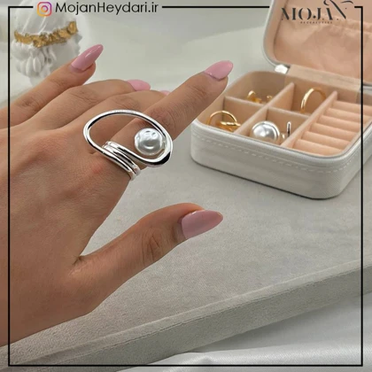 انگشتر زنانه آبکاری نقره رنگ ثابت کد ta10022