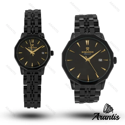 ساعت ست رومانسون فول مشکی دایمند s-10063