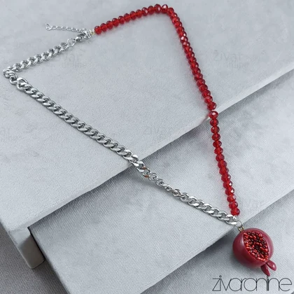 گردنبند کارتیر نقره ای با آویز انار 50074