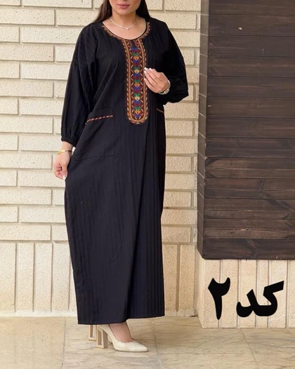 پیراهن کفتان یقه سنتی جیب‌دار 6173