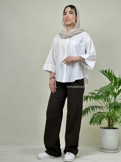 شومیز باکسی لینن زنانه نیکا