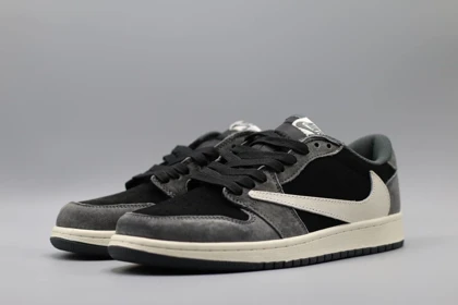 کتانی نایکی جردن 1 لو تراویس طوسی مشکی /Nike air Jordan1Travis