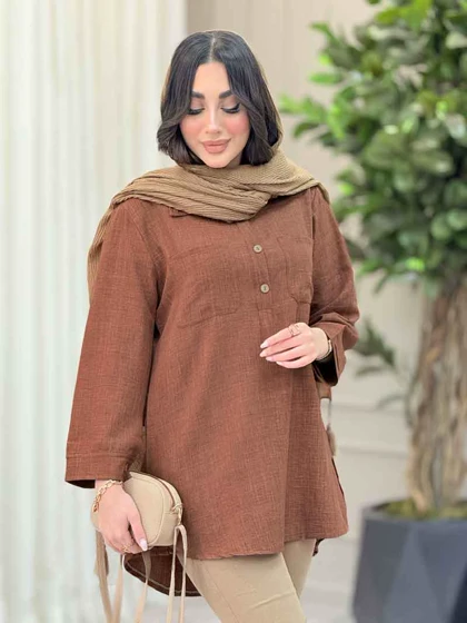 مانتو دو جیب یقه سه دکمه
