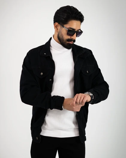 کت جین مردانه باکسی زیپ‌دار_کد4632