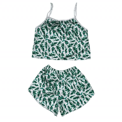 ست تاپ و شلوارک طرح برگ مدل 228