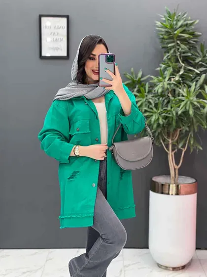 مانتو کتان زاپ‌دار ریش دار