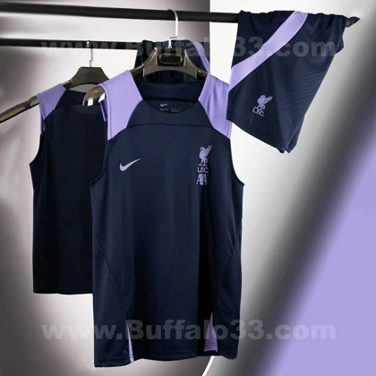 ست حلقه‌ای و شلوارک فوتبالی لیورپول Liverpool ( فصل 2025 ) سرمه ای