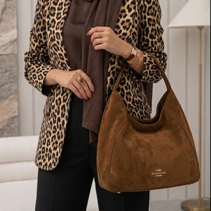 کیف زنانه دوقلو COACH (کوچ) کویین قهوه‌ای جیر