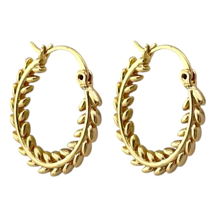 گوشواره حلقه‌ای زنانه طرح برگ ژوپینگ