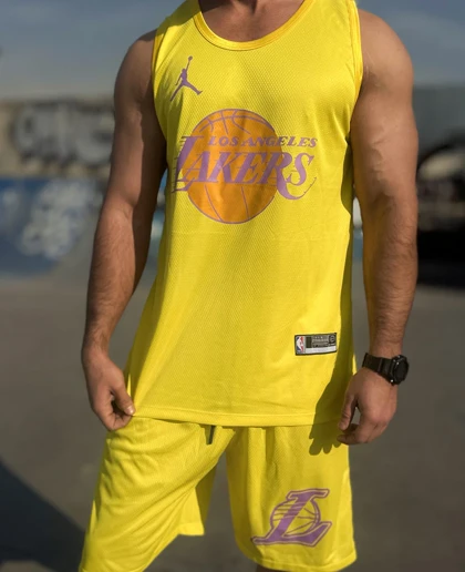 ست بسکتبالی لیکرز جردن (Lakers x Jordan) پارچه فلامنت و چاپ زول (چند رنگ)