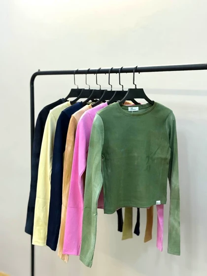 کراپ آبرنگی آستین بلند فینگردار