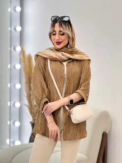 شومیز جلو دکمه آستین سه ربع