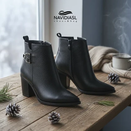 نیم بوت زنانه چرم کد 4038009