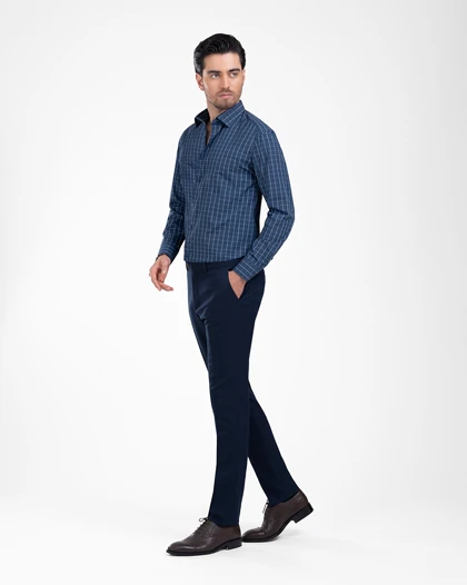 ام کی کالکشن پیراهن آستین بلند mk-22628-navy-blue