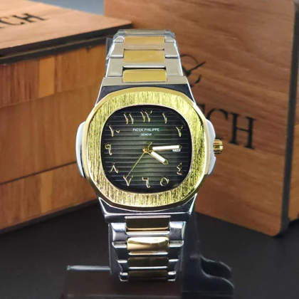 ساعت مچی مردانه پتک فیلیپ Patek Philippe تاریخ دار با قفل پروانه ای ضامن دار کد 2