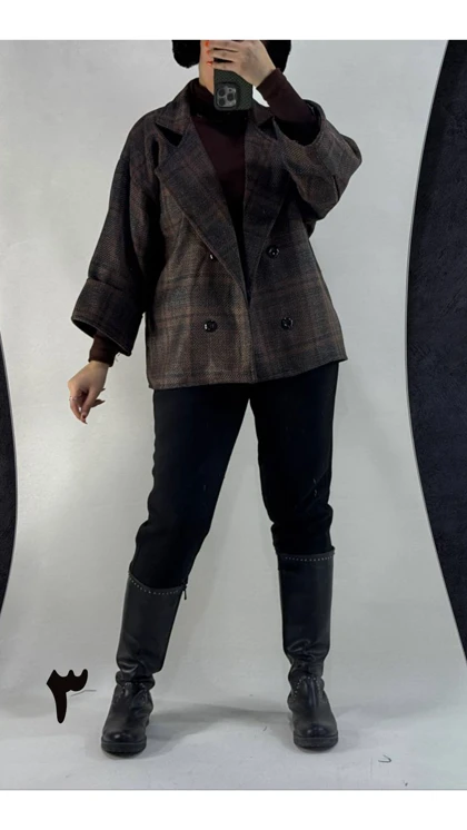 کت باکسی چهارخونه زنانه 66470