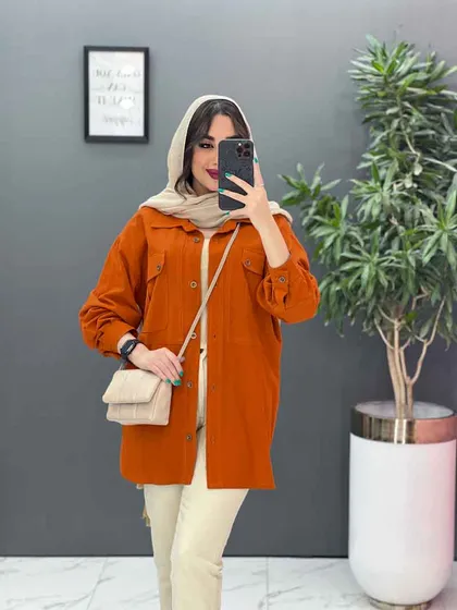 مانتو لینن دو جیب سرآستین پیله