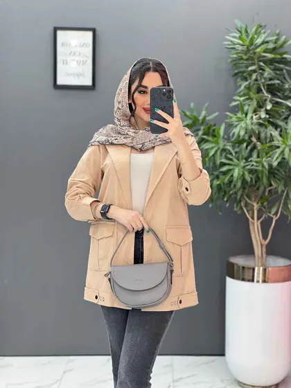 مانتو لینن آستین پاگن دو جیب