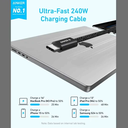 کابل تایپ سی انکر Anker مدل A8060 توان 240 وات 1 متری