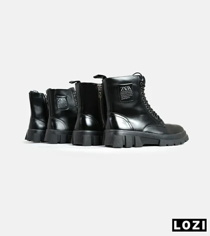 بوت مردانه چرمی مشکی ZARA