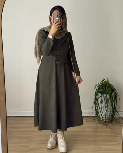 پیراهن مخمل کبریتی سارا 1