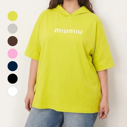 تیشرت باکسی کلاه دار مدل miu miu فری سایز کد 295584