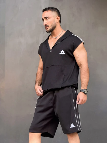 هودی کلاهدار ورزشی نیم زیپ ADIDAS مشکی