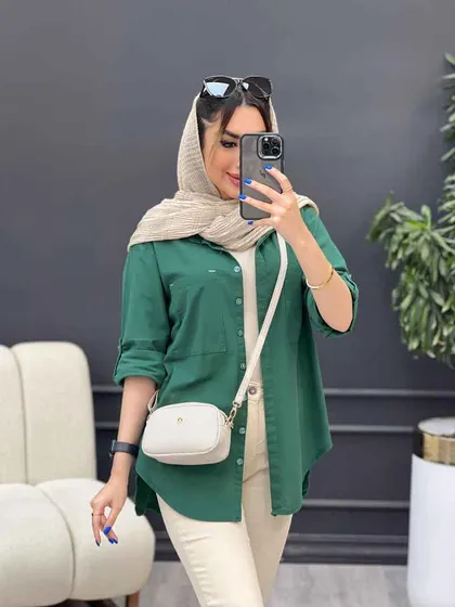 مانتو لینن رنگی بغل پنج دکمه
