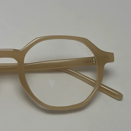 فریم عینک طبی بلوکات گوچی GUCCI شش ضلعی کرمی