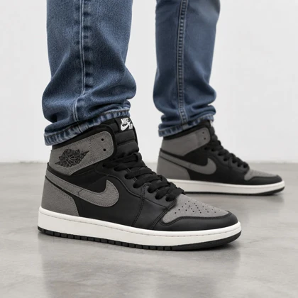 کفش و کتانی مردانه ساق‌دار مدل NIKE JORDAN 1 رنگ مشکی طوسی کد 2442