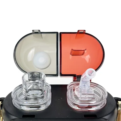 قمقمه طلقی دوقولوی هلوکیتی قرمز مشکی 640 ML