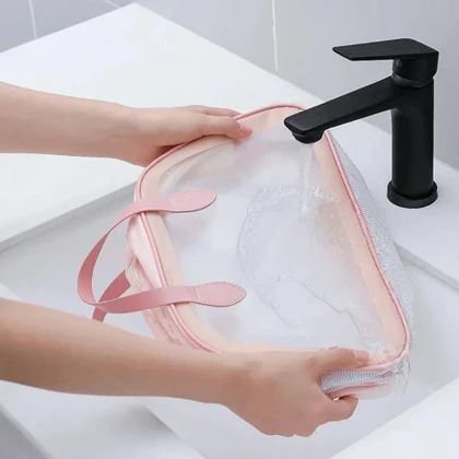واش بگ مسافرتی ذوزنقه ای سایز متوسط رنگ صورتی