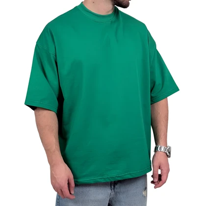 تیشرت ساده آستین کوتاه مردانه سبز مدل پنبه دونخ