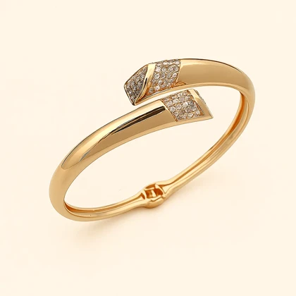 دستبند النگویی ژوپینگ طرح هندسی نگین‌دار