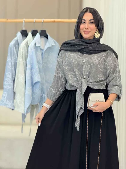 شومیز طرح دار گره‌ای