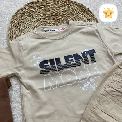 تیشرت شلوارک کتان پسرانه مدل SILENT مناسب 1 تا 8 سال