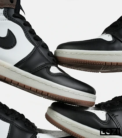 کفش کتانی مردانه و زنانه ساق‌دار مشکی سفید قهوه ای NIKE jordan 1