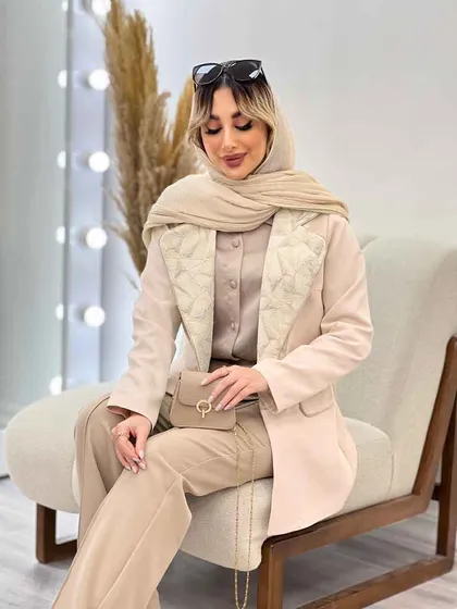مانتو مازراتی یقه انگلیسی طرح دار