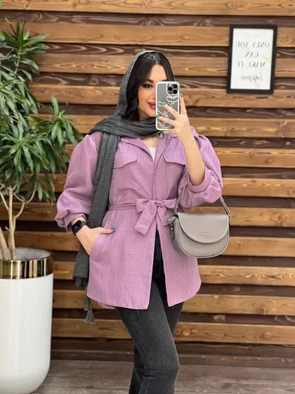 مانتو نازلی آستین پفی چهار جیب